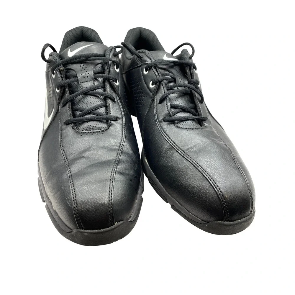 Nike Golf‎ Heritage Mens Size 11 Black Leather White Spiked Shoes 628527-002